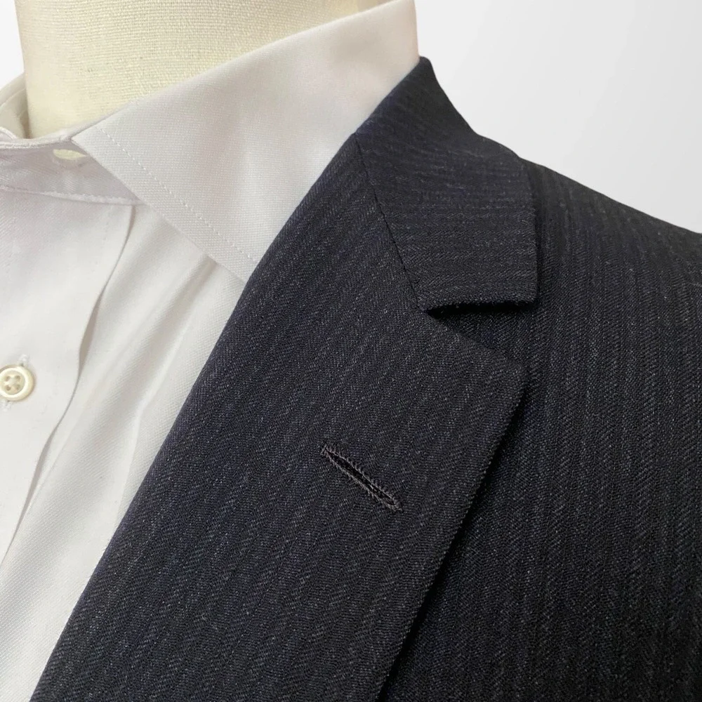 Vtg‎ Hickey Freeman Black Bespoke Wool Sport Coat Mens 42 X Long Suit Blazer